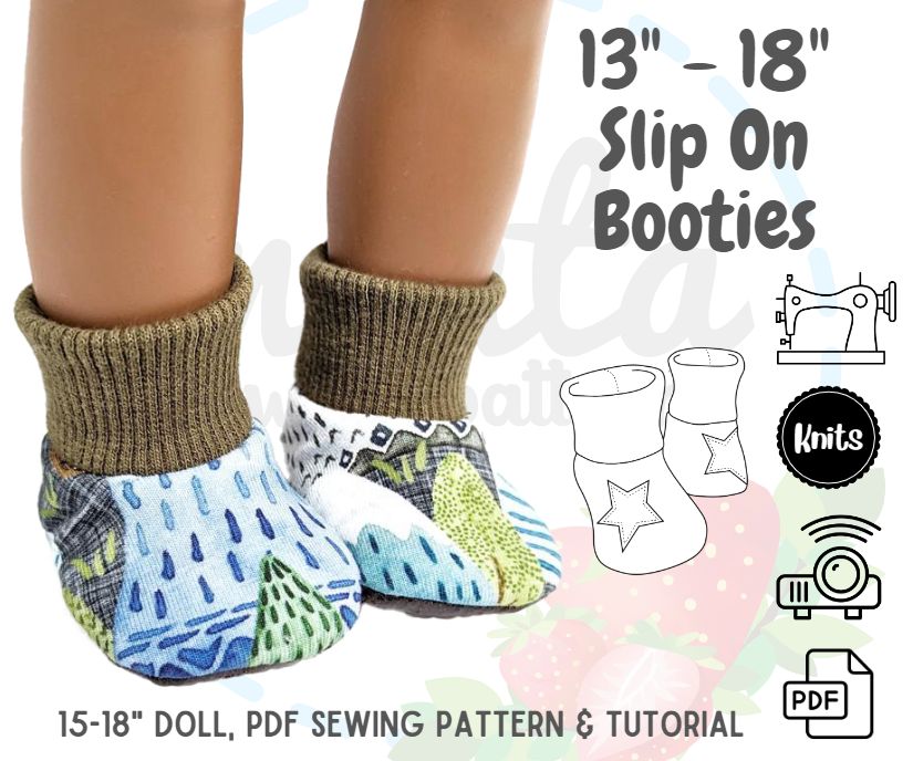 Slip-On Menta Booties 13" to 18" Dolls