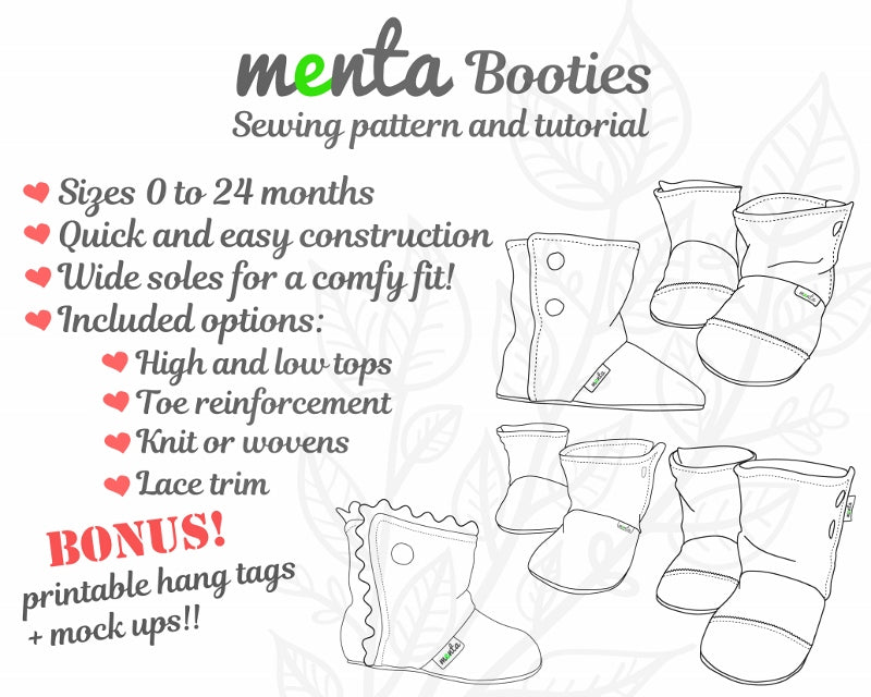 Sew on sale baby booties